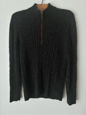 Bobby Jones Sweater Men’s Medium 100% Baby Alpaca Half-Zip Cable Knit Wool